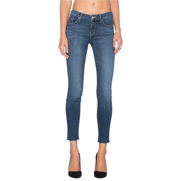 Mother Looker Ankle Fray Jeans Size 25 In Girl Crush Blue Stretch Raw Frayed Hem - Picture 2 of 12